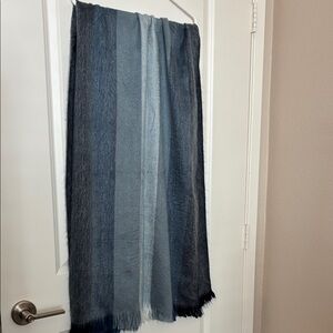 Long Striped Blue and Gray Cozy Scarf/Shawl